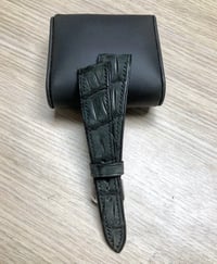 Image 1 of Hand-stitched Dark grey distressed nubuck Alligator watch strap