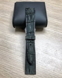 Image 3 of Hand-stitched Dark grey distressed nubuck Alligator watch strap