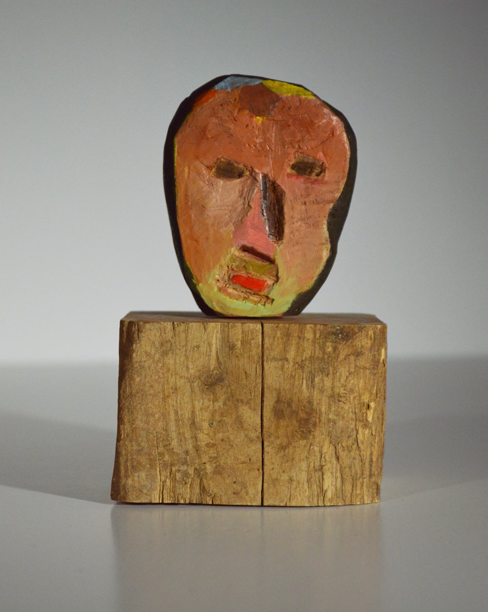 Image of (Sold) WOOD CARVING - deux visages