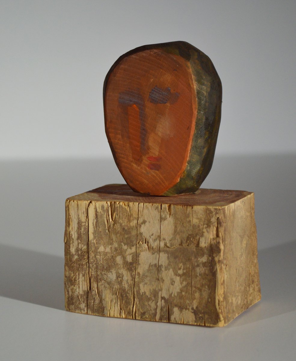 Image of (Sold) WOOD CARVING - deux visages