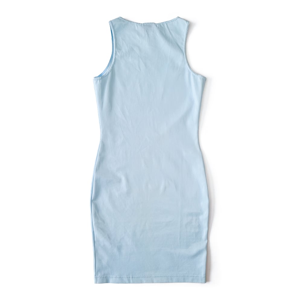 Image of Versace Blue Wet Look Dress
