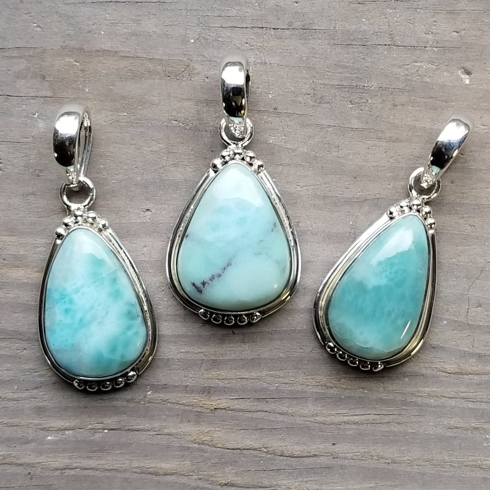 Image of Sweet Simplicity - Larimar Pendants in Sterling Silver