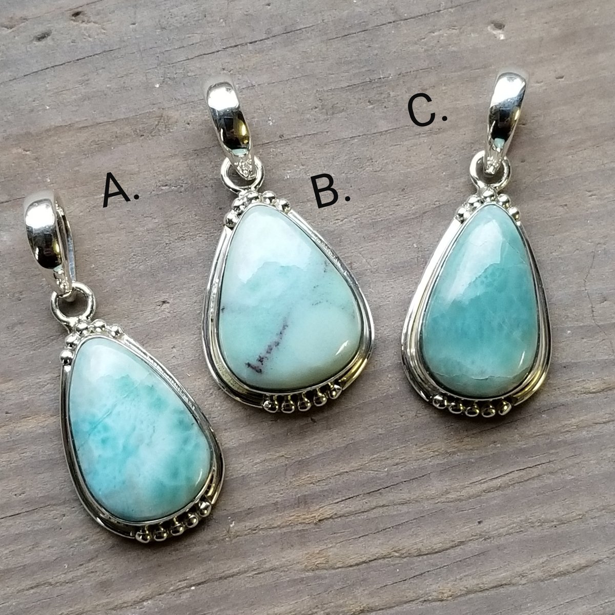 Image of Sweet Simplicity - Larimar Pendants in Sterling Silver