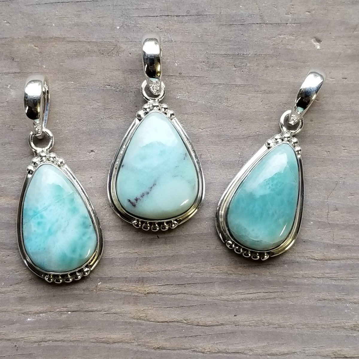 Image of Sweet Simplicity - Larimar Pendants in Sterling Silver