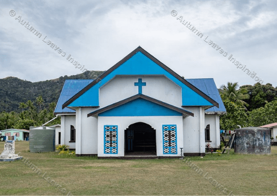 Image of T17 Blue and white church Fiji