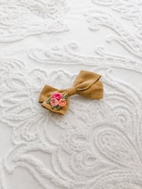 Rosette Mustard Bow Clip