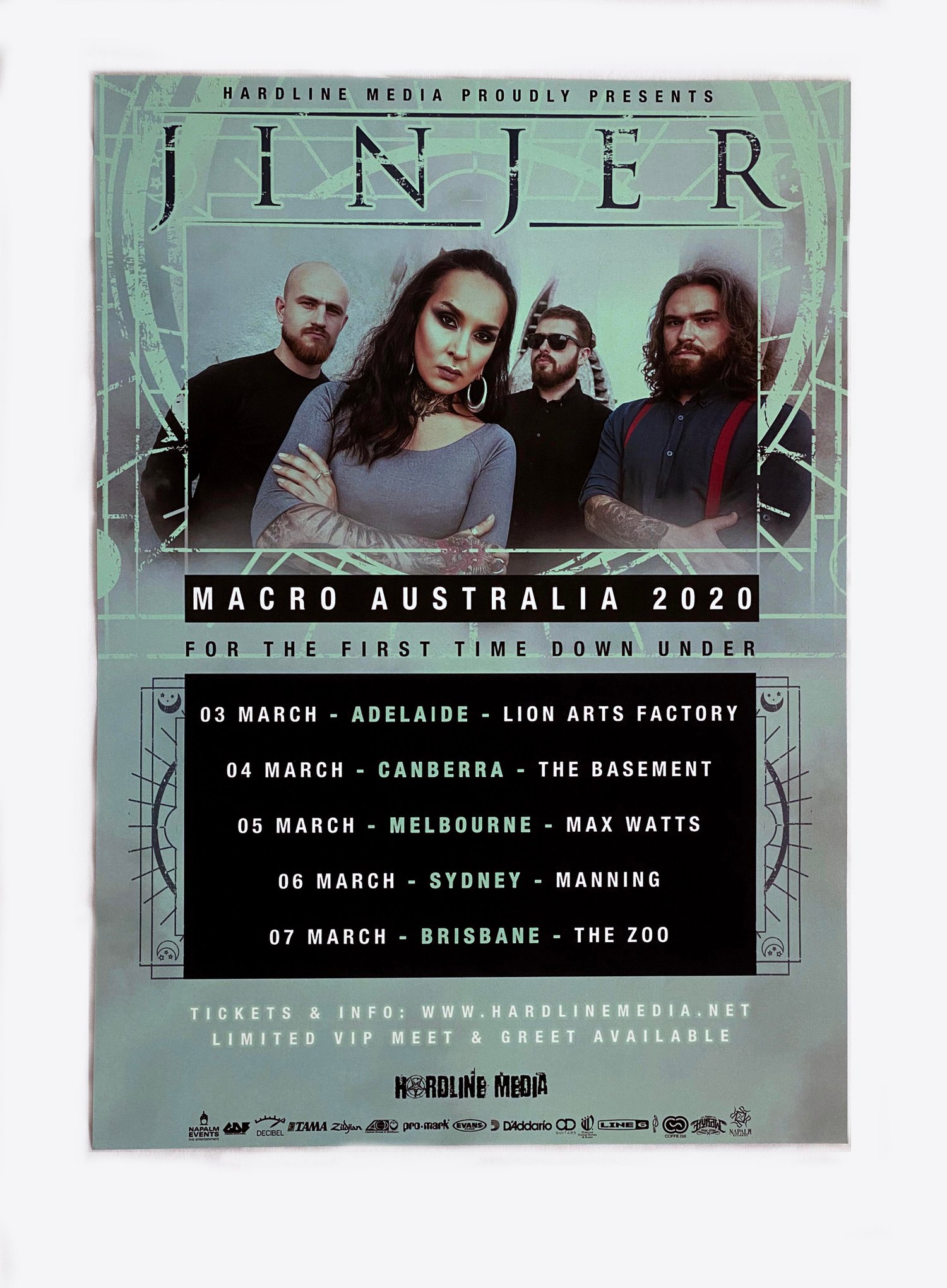 JINJER- Australian Tour Poster 2020 | Hardline Media