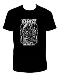 Image 3 of "LISTEN TO DHU RECORDS & HAIL SATAN" T Shirt by Steven Yoyada