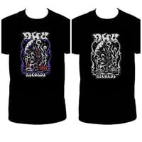 Image 1 of "LISTEN TO DHU RECORDS & HAIL SATAN" T Shirt by Steven Yoyada