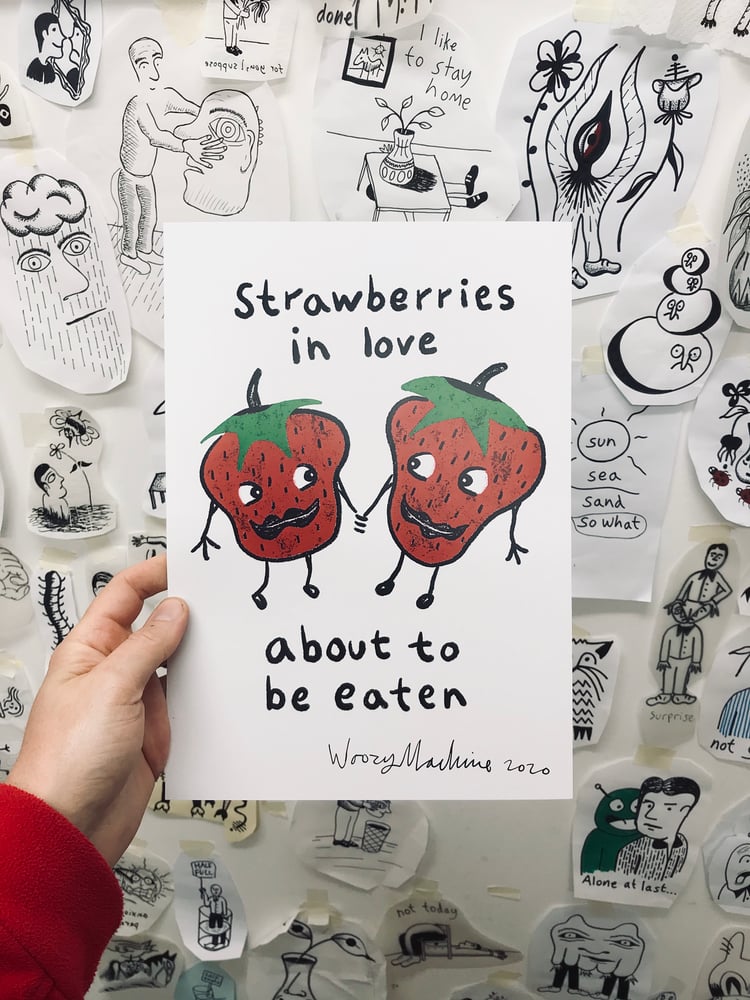 Image of STRAWBERRIES IN LOVE - SIGNED A4 PRINT