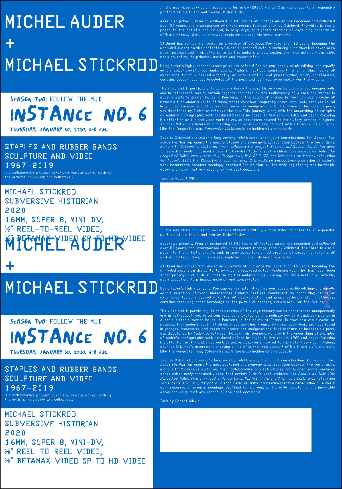  MICHEL AUDER AND <br>MICHAEL STICKROD, <br>“SUBVERSIVE HISTORIAN”,2020