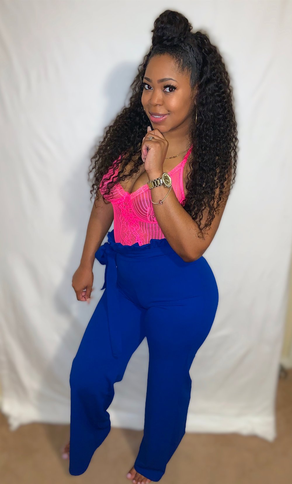 Twist Tie Palazzo Pants (Blue)