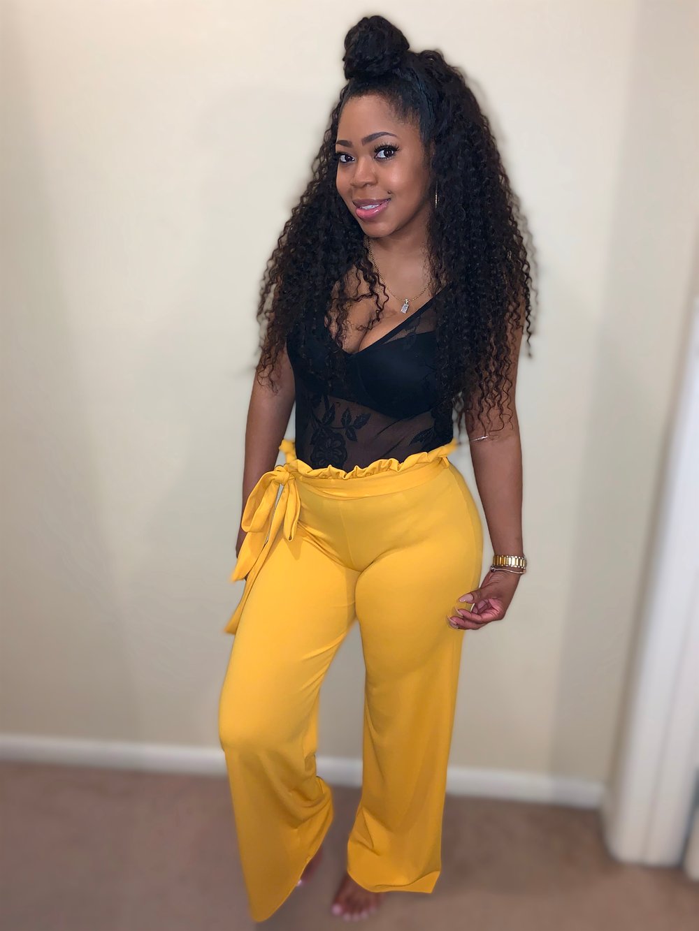Twist Tie Palazzo Pants (Mustard)