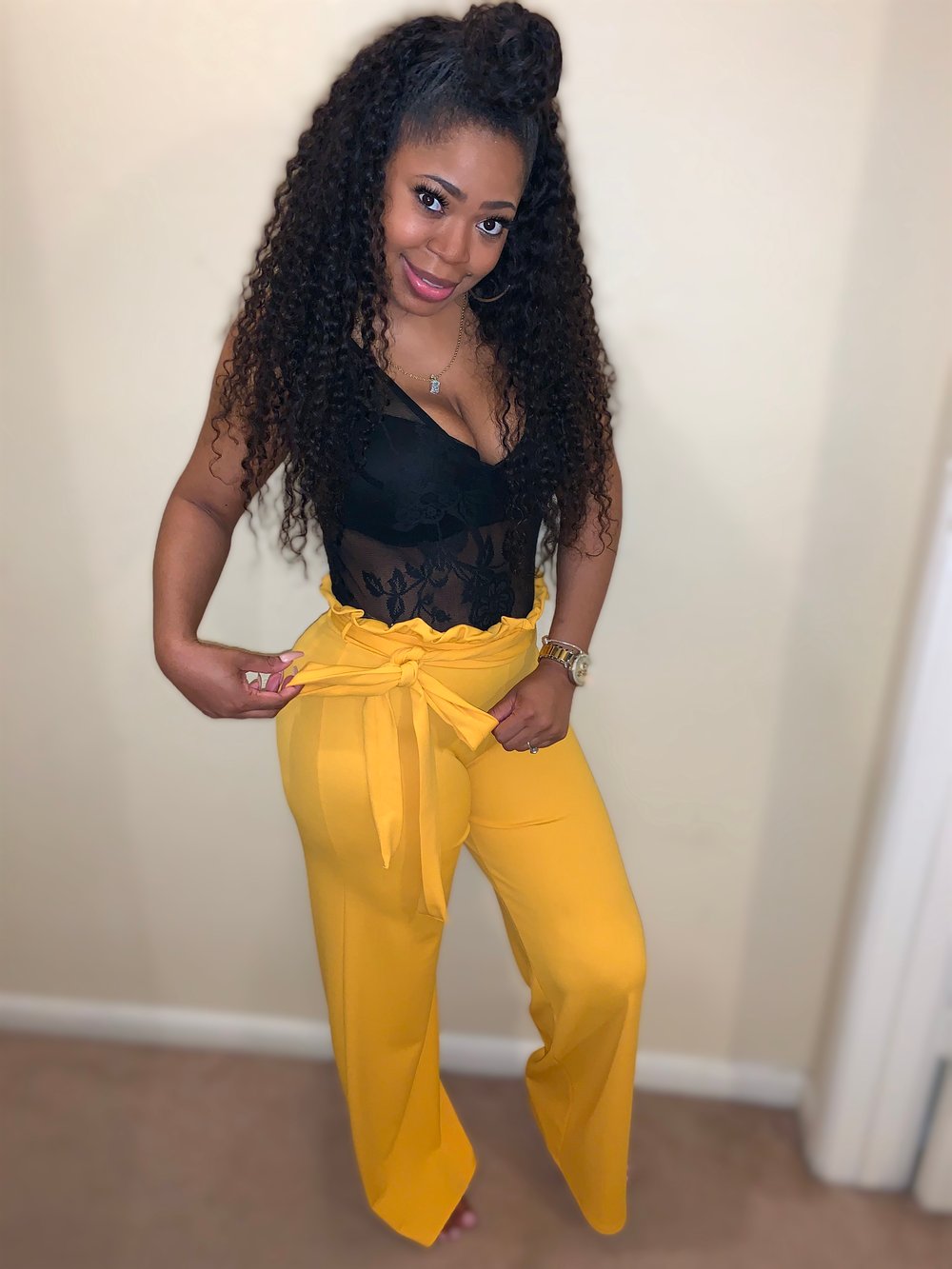 Twist Tie Palazzo Pants (Mustard)