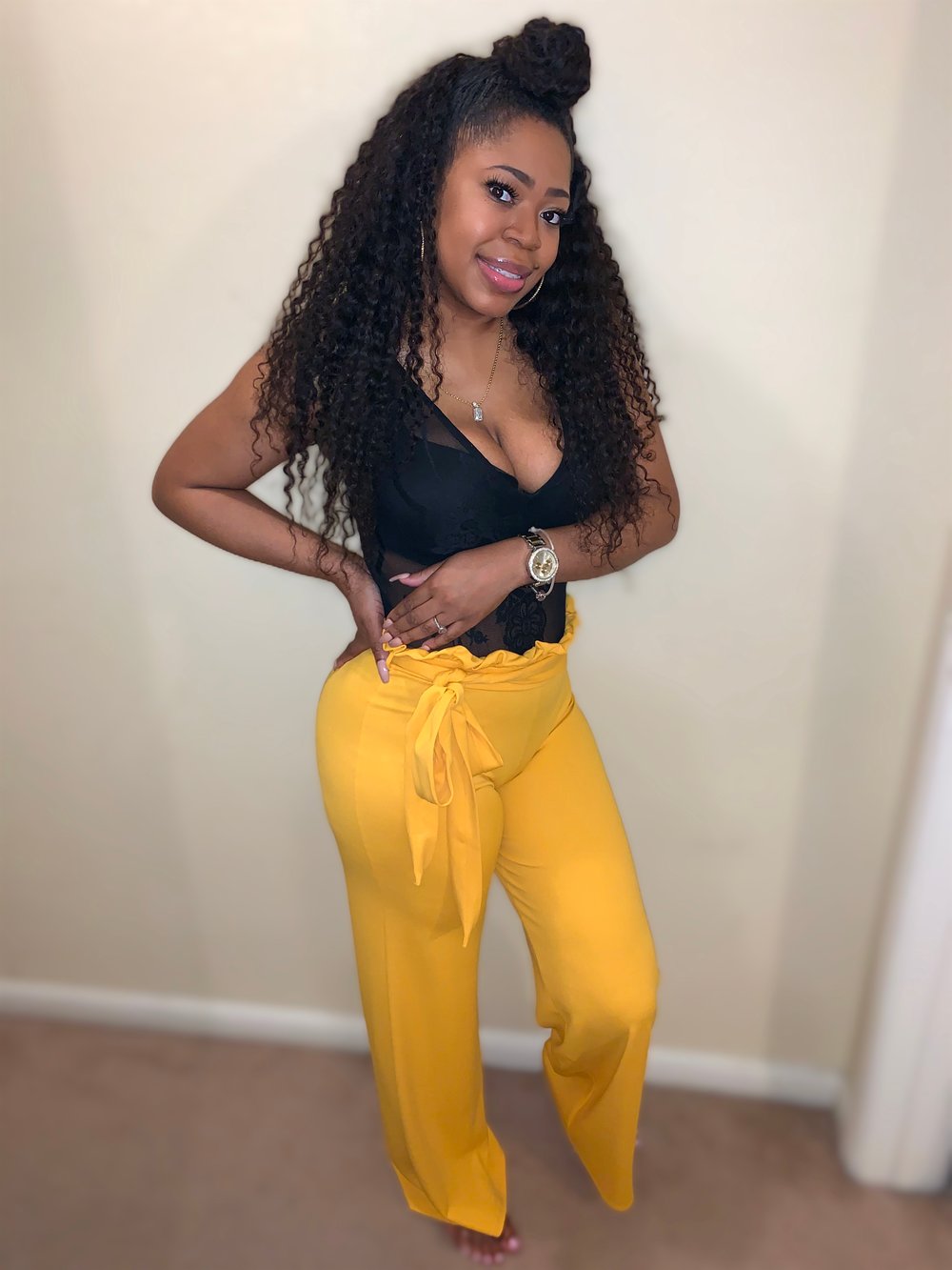 Twist Tie Palazzo Pants (Mustard)