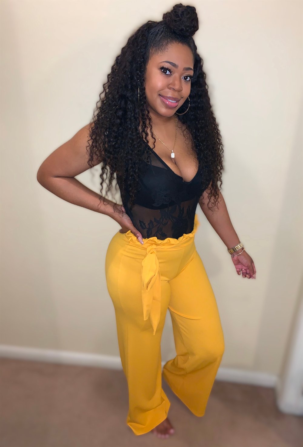 Twist Tie Palazzo Pants (Mustard)