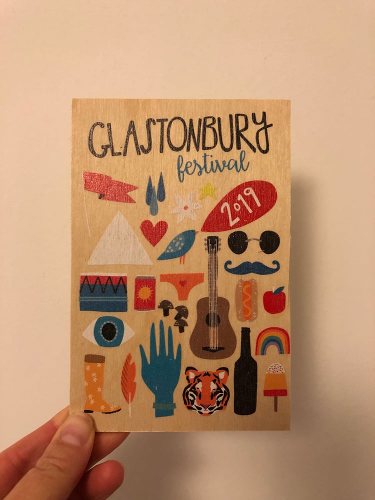 Image of Glastonbury Festival 2019 Limited Edition Wooden Postcard