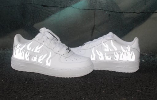 Nike Air Force 1 Reflective Flames Custom. LOWKEY APPAREL