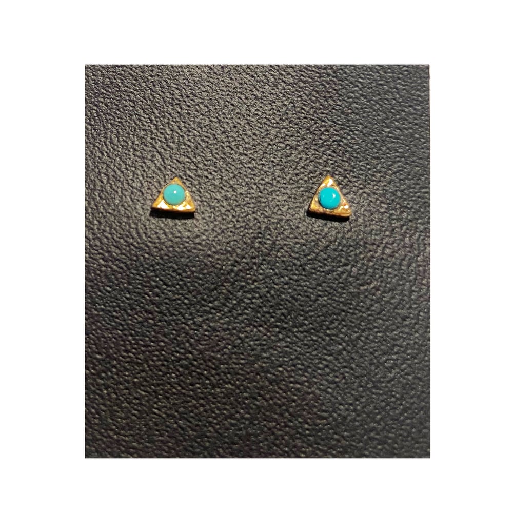 Image of Gold Filled Charm Triangle with Turquoise Studs