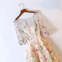 Image 3 of Lovely Champagne Short Wedding Party Dress, Floral Tulle Homecoming Dress