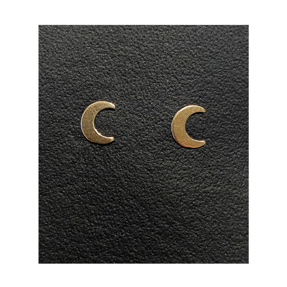 Image of Gold Filled Charm Crescent Moon Studs