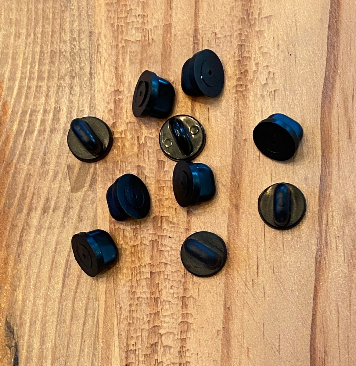 10 Rubber Pin Backs 1979designs