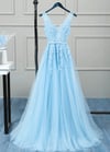 Lovely High Quality Blue Tulle Prom Dress, Long Evening Gowns