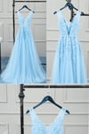 Lovely High Quality Blue Tulle Prom Dress, Long Evening Gowns