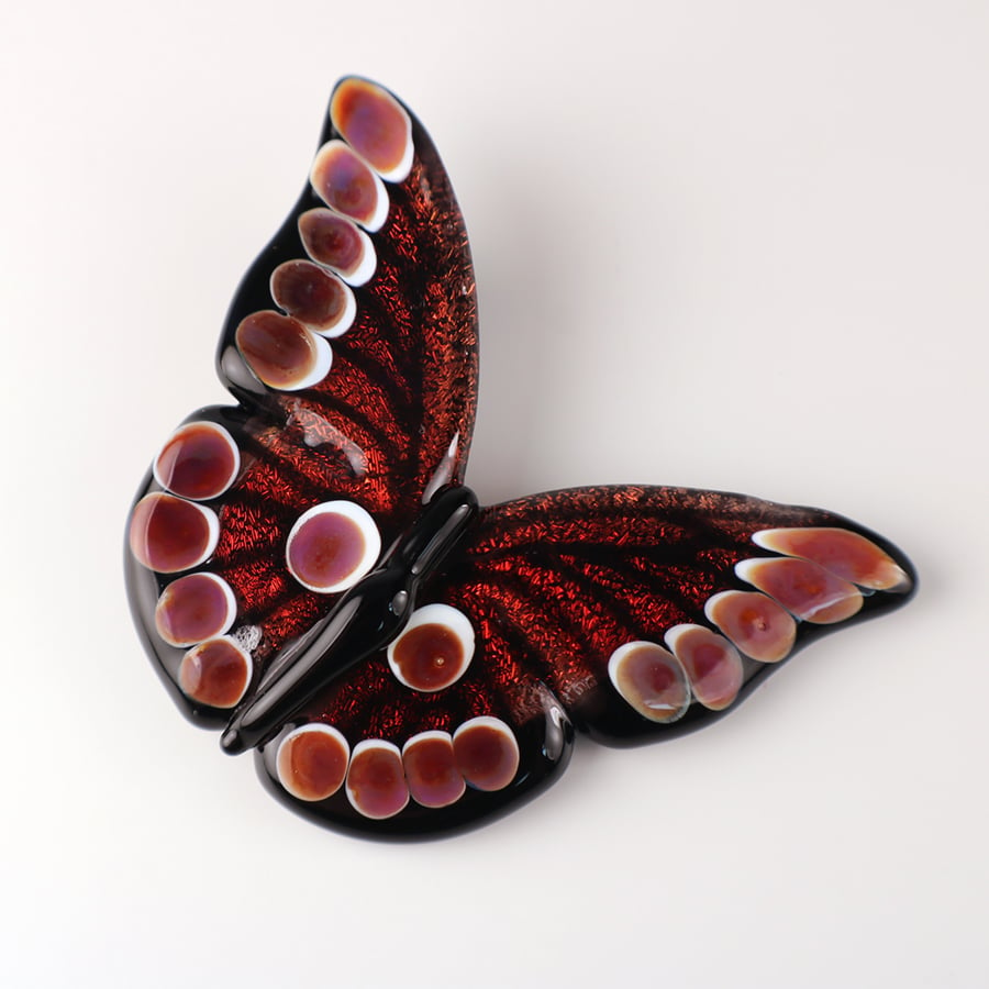 Red Dichroic Borosilicate Glass Butterfly 