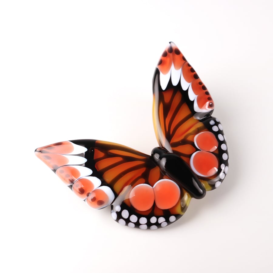 Orange & Red Borosilicate Butterfly Pendant