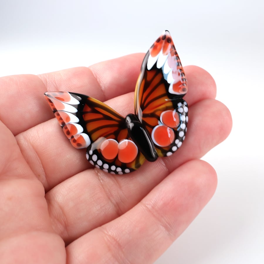 Orange & Red Borosilicate Butterfly Pendant