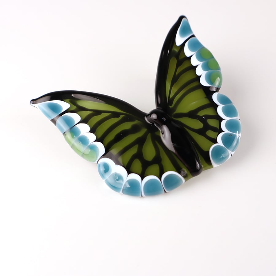 Green & Teal Glass Butterfly Pendant