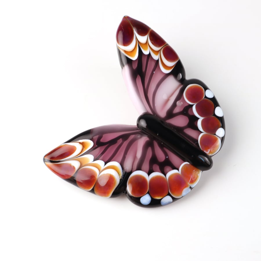 Magenta & Amber Butterfly Pendant 