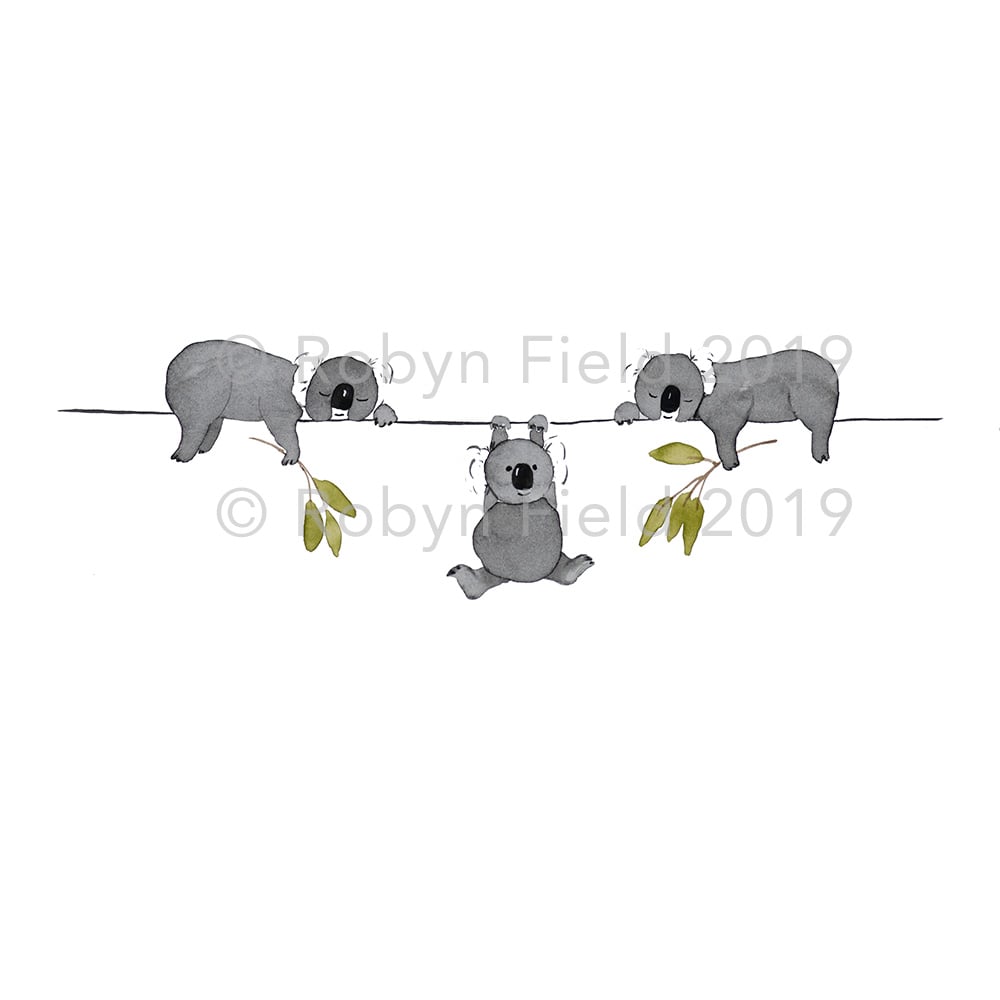 Image of Australian Art Print - Sleepy Koalas
