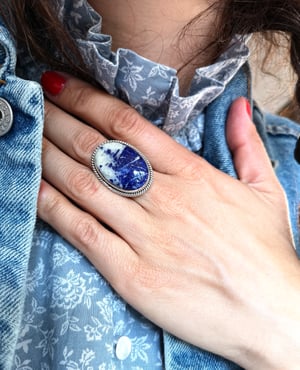 Image of Bague Lapis Lazuli taillée à la main - taille 59 - ref. 4485