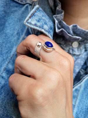 Image of Bague Lapis Lazuli - taille 55 - Ref. #4755. 