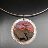 Image 1 of Pink Sky With Mountains, Micro Mosaic Pendant