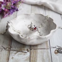 Image 1 of Ring Dish, White Speckled Ceramic Ring Holder, Ready to Ship Made in USA