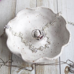 Image of Ring Dish, White Speckled Ceramic Ring Holder, Ready to Ship Made in USA