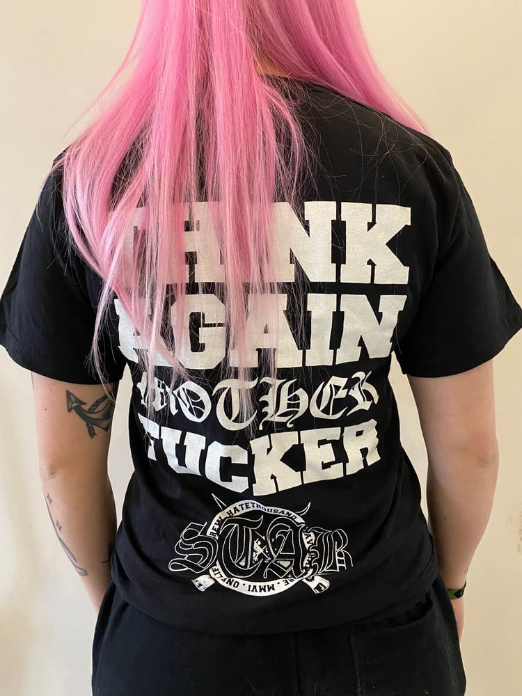 Image of STAB - THINK AGAIN MOTHERFUCKER T-SHIRT