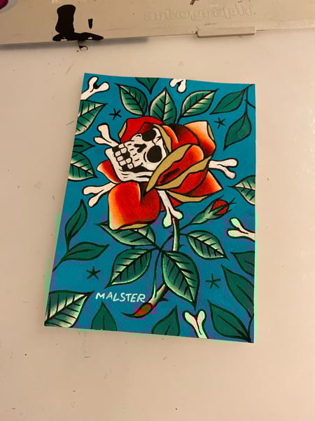 Image of Rose Skull 5x7