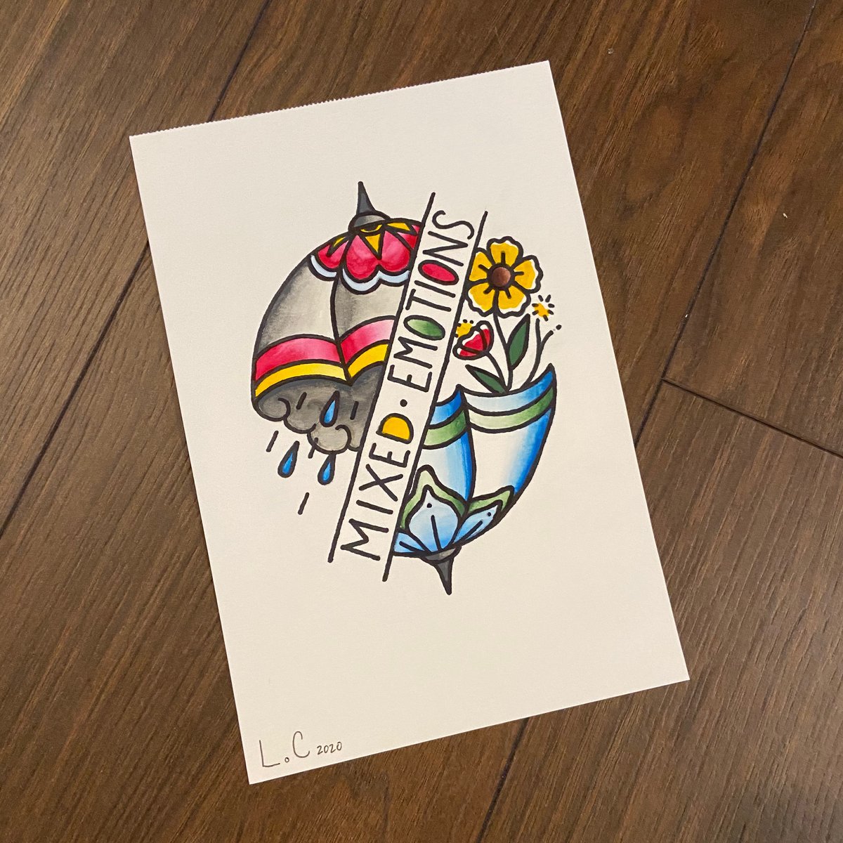 Mixed Emotions Original Painting Lauren Caldwell Tattoo