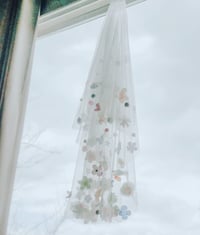 Image 1 of Light Pastel Pompom Floral 2 Tier Midlength Veil 
