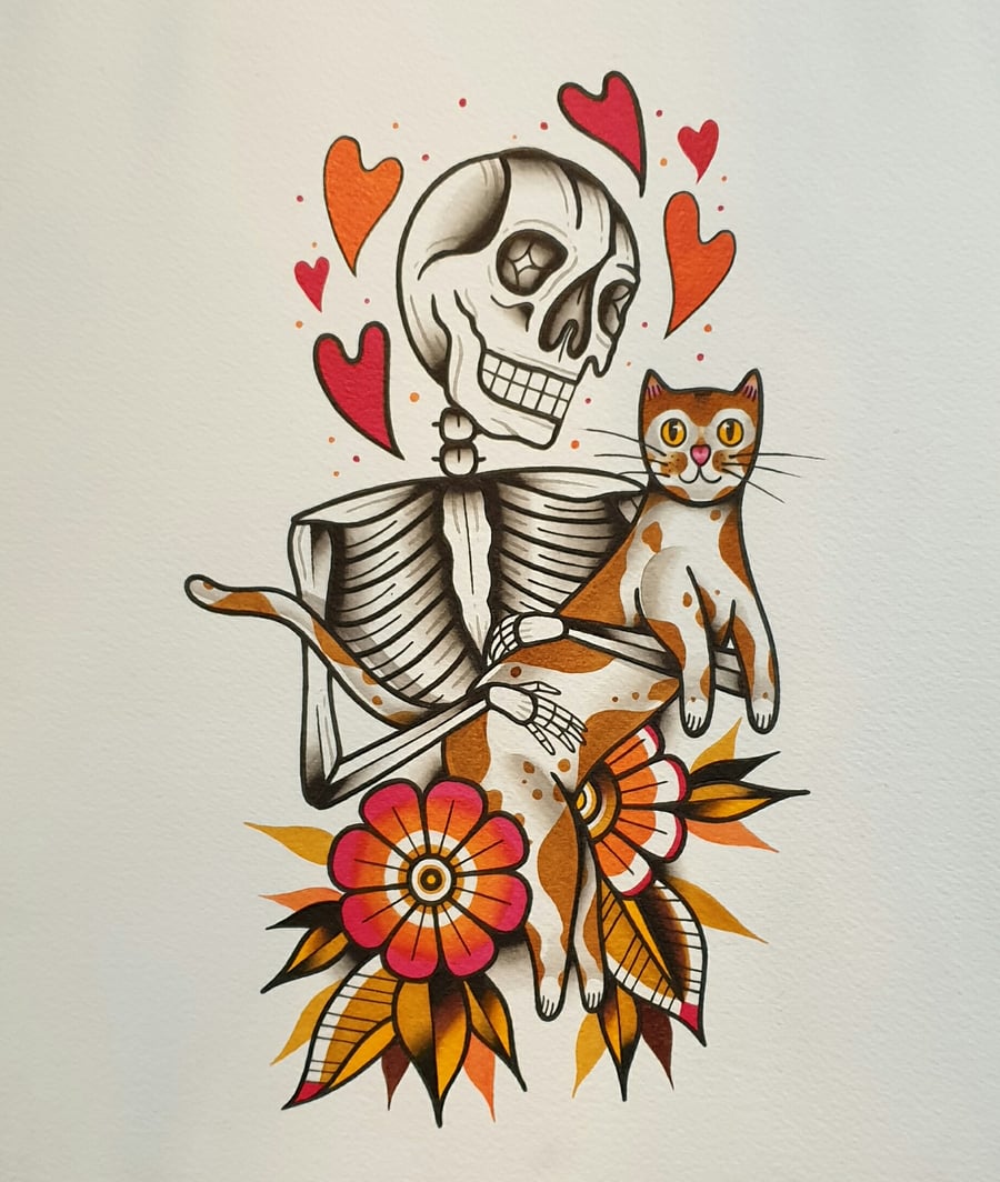 Image of Cats until death original painting (A4)