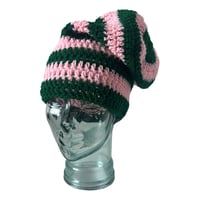 Image 2 of Green and Pink Slouchy Beanie