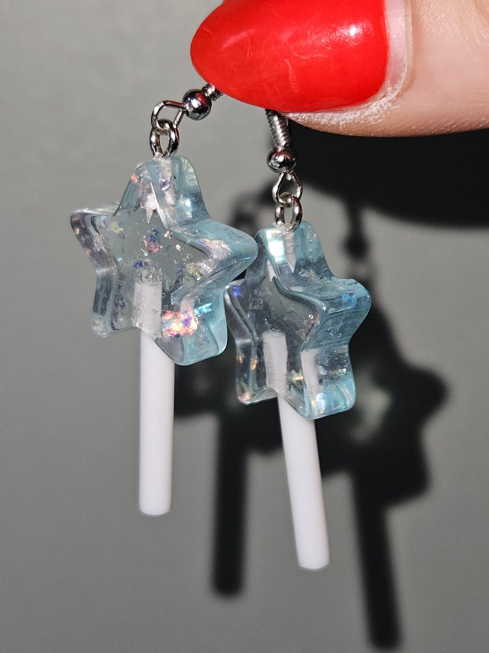 Image of Star Wand/ Lollipop Earrings *SILVER*