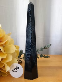 Image 13 of 7" Black Onyx Agate Tower Natural Healing Crystal 2 Styles