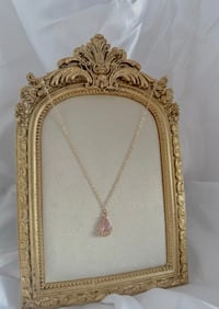 Image 2 of Pink glass floral teardrop necklace 
