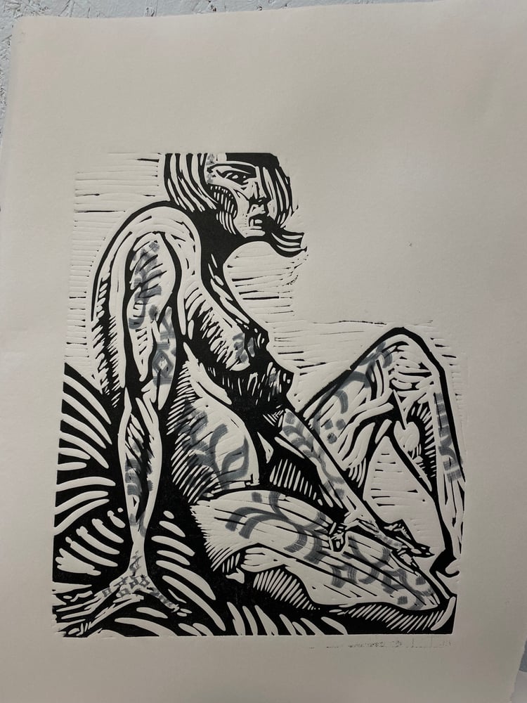 Image of Hanpainted Sigils On Linocut