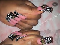 Image 1 of Cow Print Curved Acrylic Nails